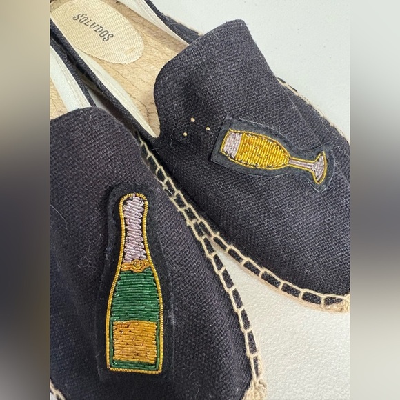 Soludos Cheers Beaded Espadrilles | Black Smoking Slippers | Size 9 - Picture 5 of 13
